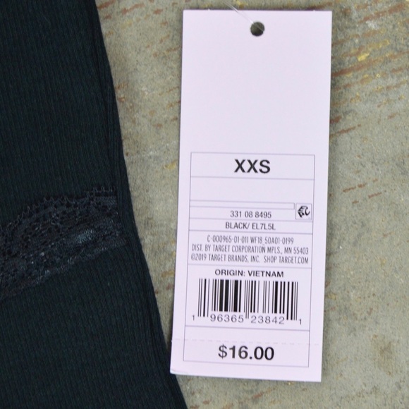 Wild Fable Black Fine Ribbed Knit Bodycon Lace Trim Slip Dress, Size XXS NEW! - Picture 5 of 7